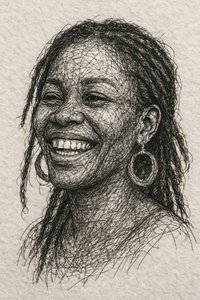 Glada dreadlocks ler av Natalie Bruns
