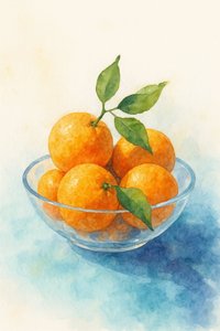 Akvarell – Stillbild med citrusfrukter