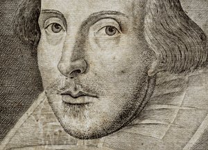 Detalj av porträtt av William Shakespeare på framsidan av Comedies, histories,  t... av Nathan Benn