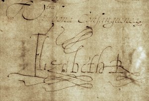 Signatur Elizabeth R för drottning Elizabeth I