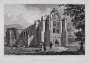 Bolton Abbey (gravyr) av Nathaniel (after) Whittock