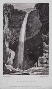 Hardrow Force (gravyr) av Nathaniel (after) Whittock