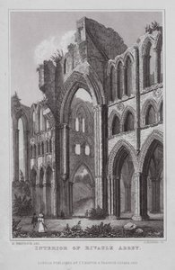 Interiör av Rivaulx Abbey (gravyr) av Nathaniel (after) Whittock