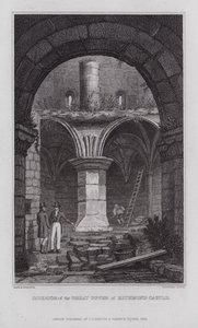 Interiör av Great Tower of Richmond Castle (gravyr) av Nathaniel (after) Whittock