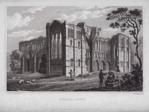 Rievaulx Abbey (gravyr) av Nathaniel (after) Whittock
