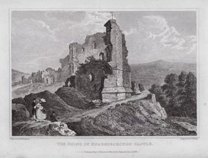 Ruinerna av Knaresborough Castle (gravyr) av Nathaniel (after) Whittock
