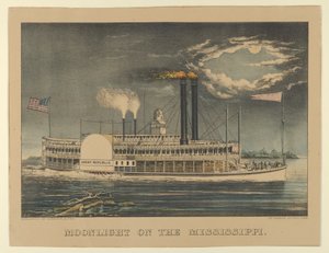 Månsken på Mississippi, 1872-74., 1872-74. Skapare: Nathaniel Currier, James Merritt Ives, Currier och Ives. av Currier and Ives