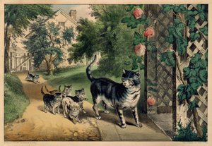 Pussys återkomst, 1874-78., 1874-78. Skapare: Nathaniel Currier, James Merritt Ives, Currier och Ives. av Currier and Ives