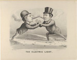 The Electric Light, 1880., 1880. Skapare: Nathaniel Currier, James Merritt Ives, Currier och Ives. av Currier and Ives
