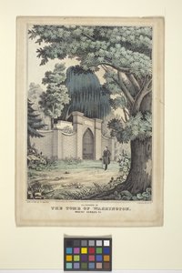 Lafayette at the Tomb of Washington (handfärgad litografi) av Nathaniel Currier