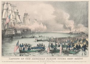 Landstigning av de amerikanska styrkorna under genl. Scott: På Vera Cruz den 9 mars 1847