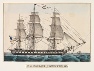 Amerikanska fregatten Constitution av Nathaniel Currier