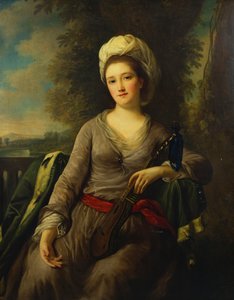 Porträtt av en dam, tros vara Mrs Wells av Nathaniel Dance Holland
