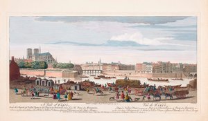 1700-talsvy över Paris, Frankrike (gravyr)