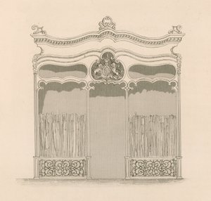 Butiksfasad i fransk Louis XIV-stil för Messrs Sangster, Umbrella and Stick Merchants, Regent Street, London. av Nathaniel Whittock