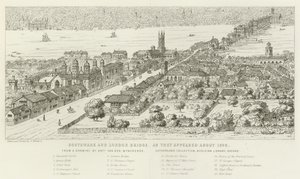 Southwark och London Bridge, som de dök upp omkring 1546