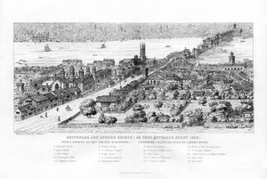 Southwark och London Bridge som de såg ut omkring 1546, c1860.