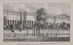 Utsikt över det nya biblioteket på British Museum, ca 1830 (litho) av Nathaniel Whittock