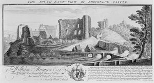 Den sydöstra utsikten över Brecknock Castle, 1741