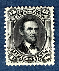 15c Abraham Lincoln återutgiv singel, 1875.