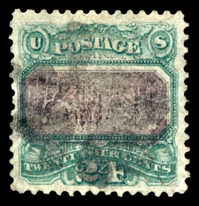 24c Declaration of Independence G Grill inverteringsfel singel, 1869.