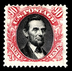 90c Abraham Lincoln återutgiv singel, 1875.
