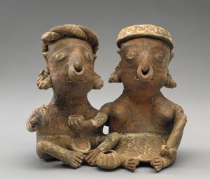 Sammanfogat äktenskapspar, 300 BC-AD 300 (lergods med slip)