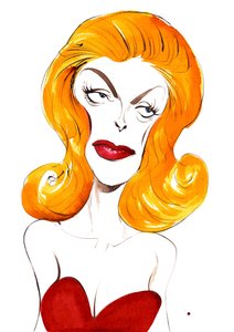 Julie London amerikansk sångerska och skådespelerska (1926-2000); färgkarikatyr, 2015 av Neale Osborne