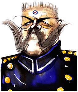 Paul von Hindenburg -Polskfödd, tysk general och president (1847-1934); karikatyr i färg av Neale Osborne