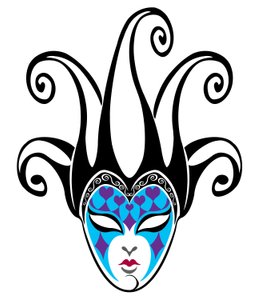 kvinnlig Jester mask, 2023 (digital) av Neale Osborne
