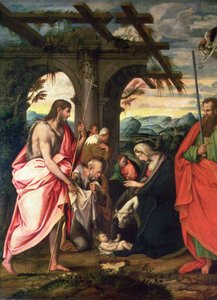 Kristi födelse med Paulus och Johannes Döparen (panel) av Neapolitan School