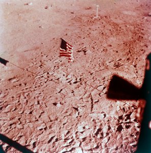 USA:s flagga på månen, Apollo 11-uppdrag, juli 1969.