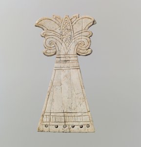 Inskuret hästfrontlet snidat till formen av ett blommande, volutpalmettträd, 900-800-tal f.Kr. (elfenben) av Neo Assyrian