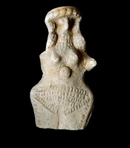 Sumerisk civilisation: kvinnlig statyett. Terrakotta skulptur. Dämpa. 10 cm nysumerisk period (mellan 2093 och 2004 f.Kr.) Bagdad, National Iraq Museum