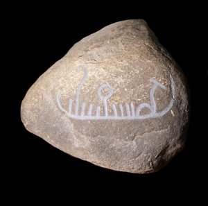 Swedish neolithic graffiti representing a ship. Stockholm Historiska Museet Suede