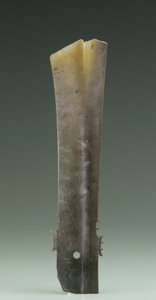 Gaffelmejsel (zhang), Qijia-kultur, ca 2500-2000 f.Kr. (jade) av Neolithic Period Chinese School