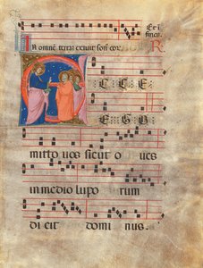 Antiphonal folio med historiserad initial "E" (CBL W 195.097)