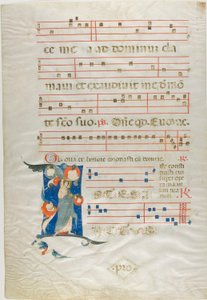 Nimbed Saint in a Historiated initial "I" from an Antiphonary