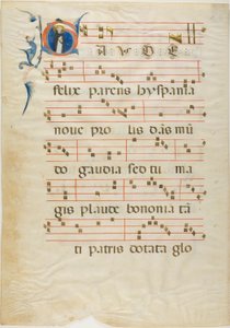 Saint Dominic i ett historiskt initialt "G" från ett antifonarium