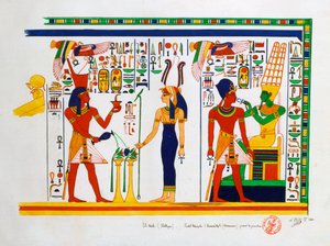 Väggmålning från El-Kab, Egypten, 1841 av Nestor l
