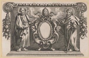 Vinjett för en bok tillägnad påven Urban VII av Netherlandish 17th Century after Sir Peter Paul Rubens