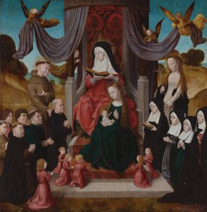 Jungfrun och barnet med den heliga Anne Anna Selbdritt, de heliga Franciskus, Lidwina och givare, ca. 1490-1