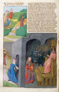 Ms 324 f.101 v. Orpheus och Eurydice, Cerberus och Pluto, från Metamorphoses 10 av Ovid, 1479 av Netherlandish School