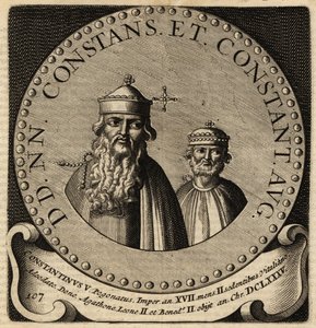 Porträtt av bysantinska kejsarna Constans II och Constantine IV. av Netherlandish School