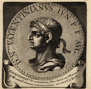 Porträtt av den romerske kejsaren Valentinian II. av Netherlandish School