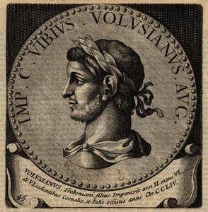 Porträtt av den romerske kejsaren Volusian. av Netherlandish School