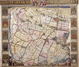 Väggkarta över Delftland, 1712 av Netherlandish School