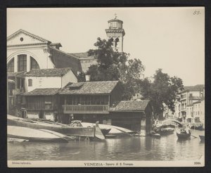 Utsikt över gondolverkstaden på Squero di San Trovaso i Venedig Venezia - Squero di S. Trovaso (titel på objekt)