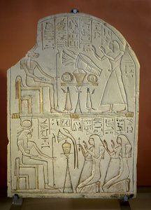 Konst Egypten Stele de Penboui a Toueris och Isis Hathor (målad kalksten, nytt imperium av New Kingdom Egyptian