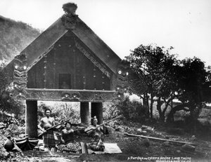 Ett Patuka eller Chiefs House, Lake Taupo, Nya Zeeland, c.1863-80